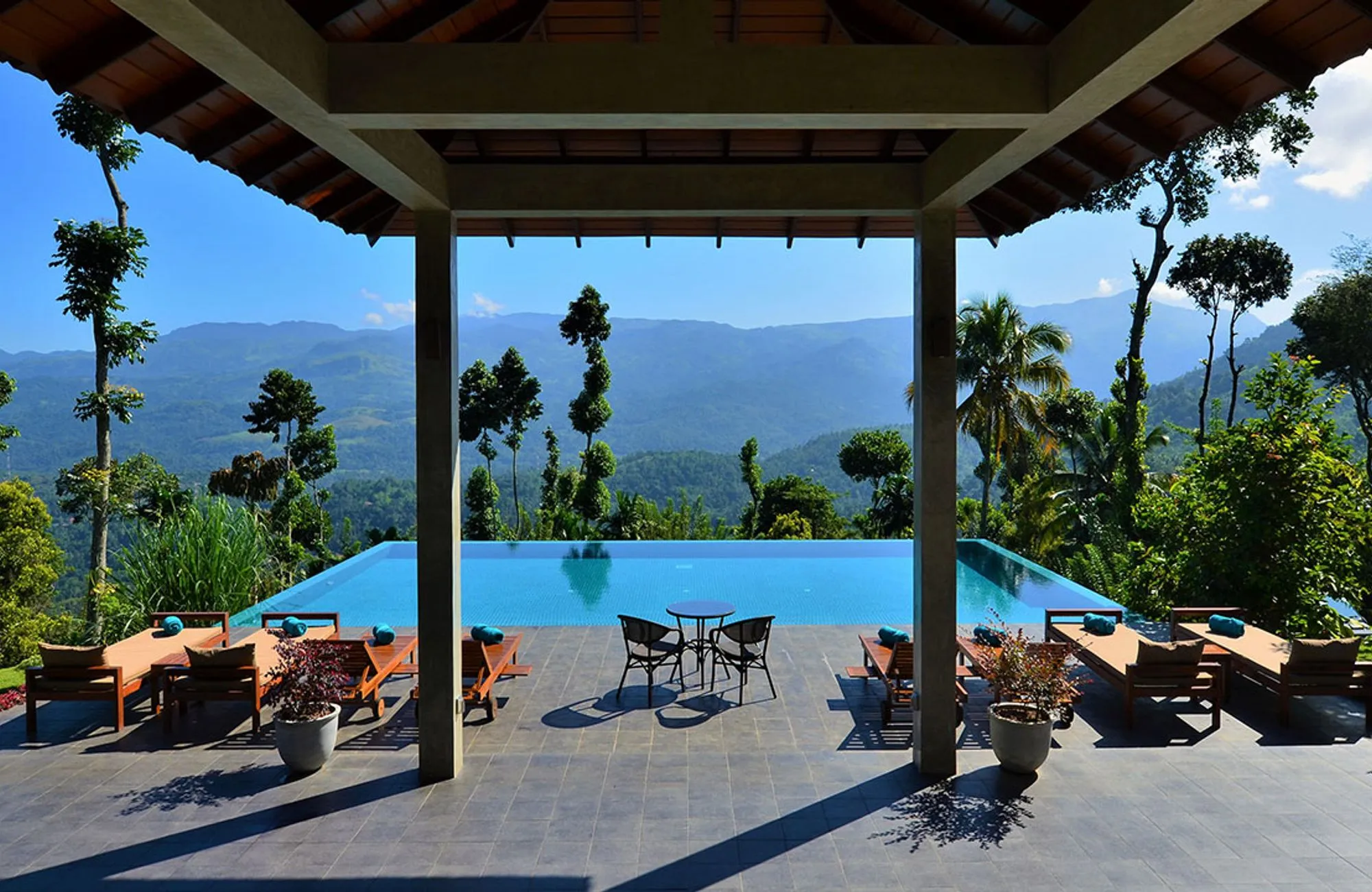 Terraced spice and vegetable gardens on the Aarunya estate near Kandy