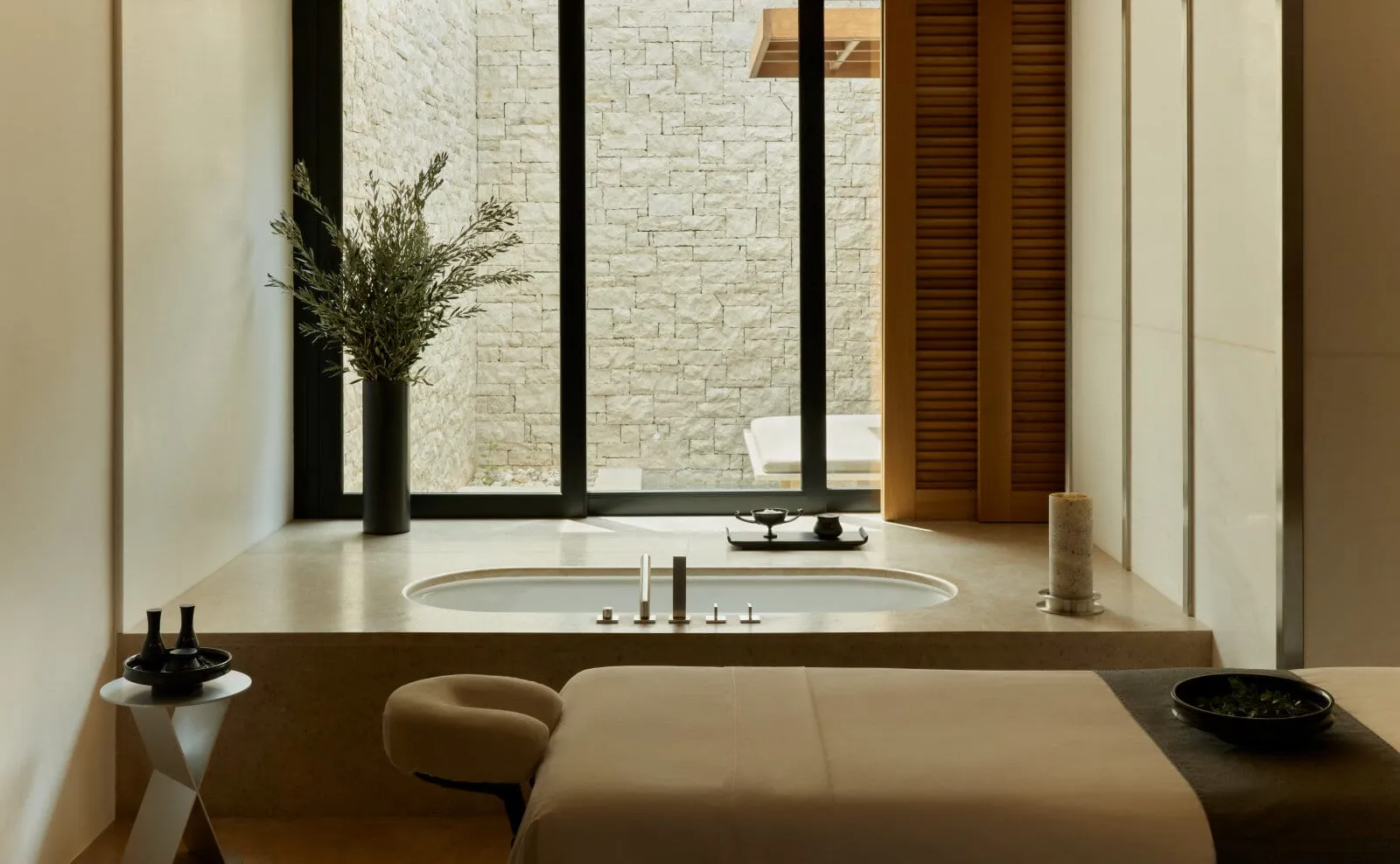 Amanzoe's private Beach Club on a sheltered bay near Porto Heli