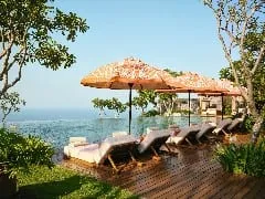 Sangkar restaurant terrace at Bulgari Resort Bali overlooking the ocean