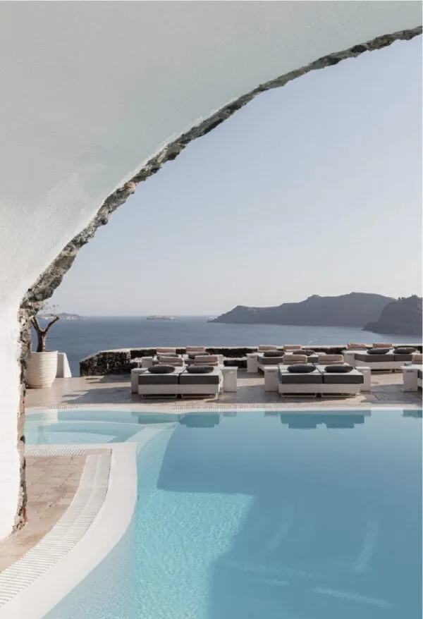 A treatment room carved into natural cave rock at Canaves Spa, Canaves Oia Suites