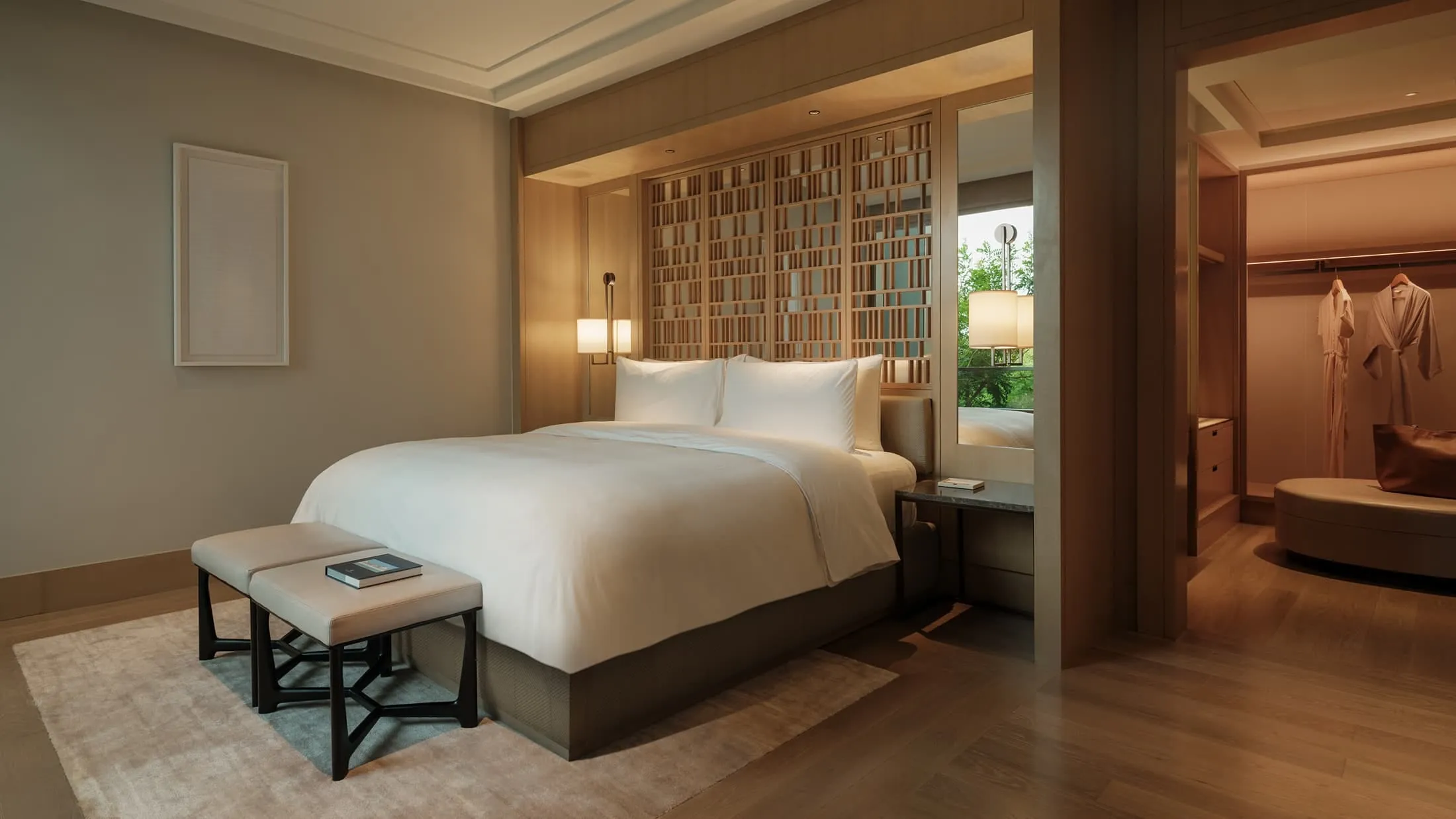 The rectangular infinity-edge pool at Capella Bangkok overlooking the Chao Phraya River