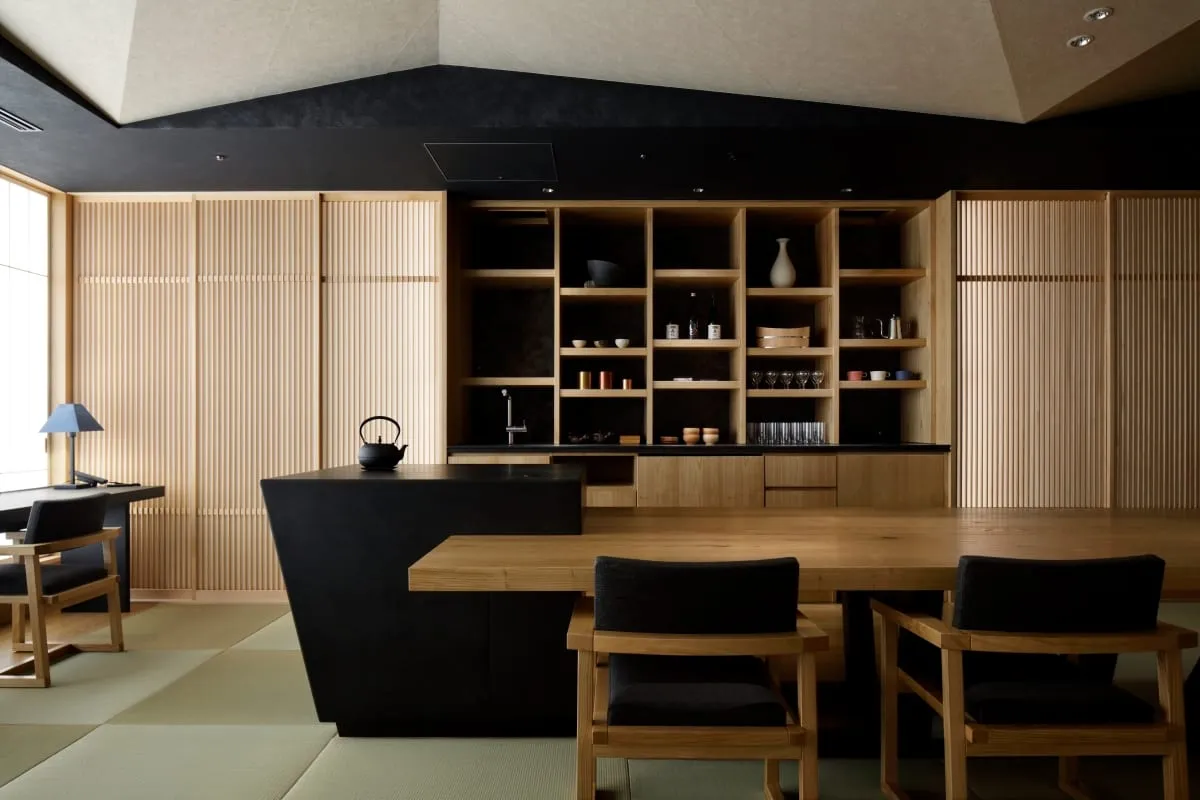 A kaiseki-style dinner course plated at Hoshinoya Tokyo's dining room