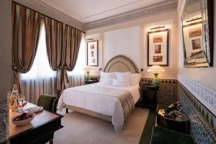 A suite interior at La Mamounia decorated in Jacques Garcia's Arabo-Andalusian style