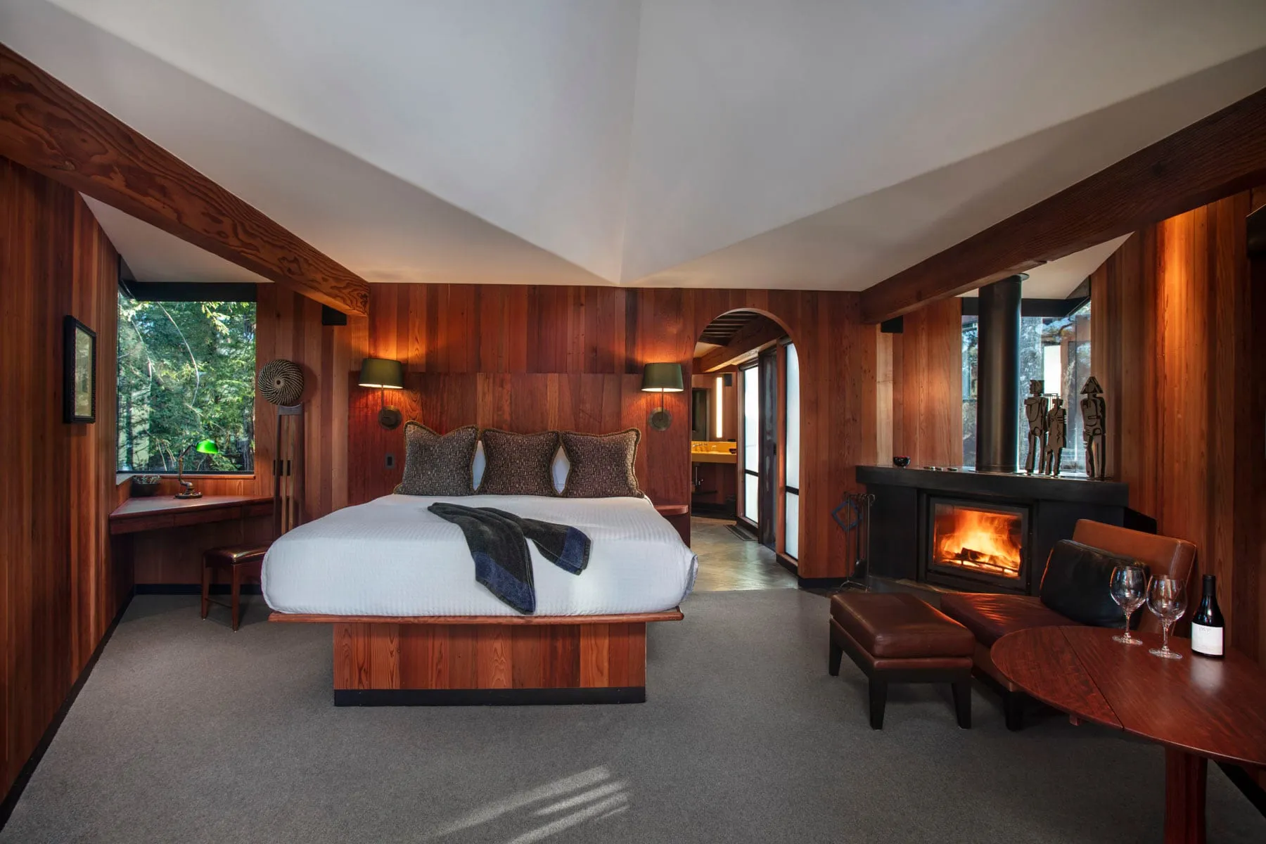 A Tree House room raised on stilts above the forest floor at Post Ranch Inn